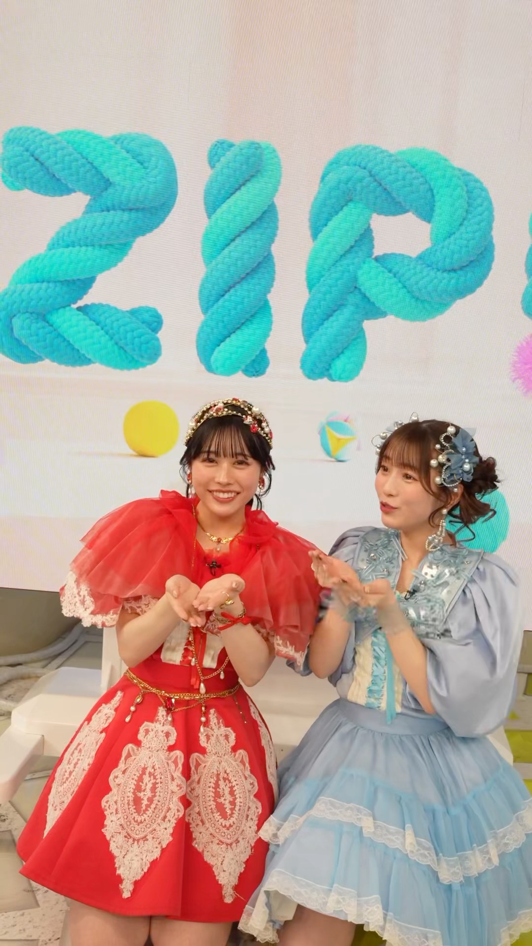 ZIP!」ありがとうございました🩵❤️ #佐野愛花 #梅田みゆ #かわいい