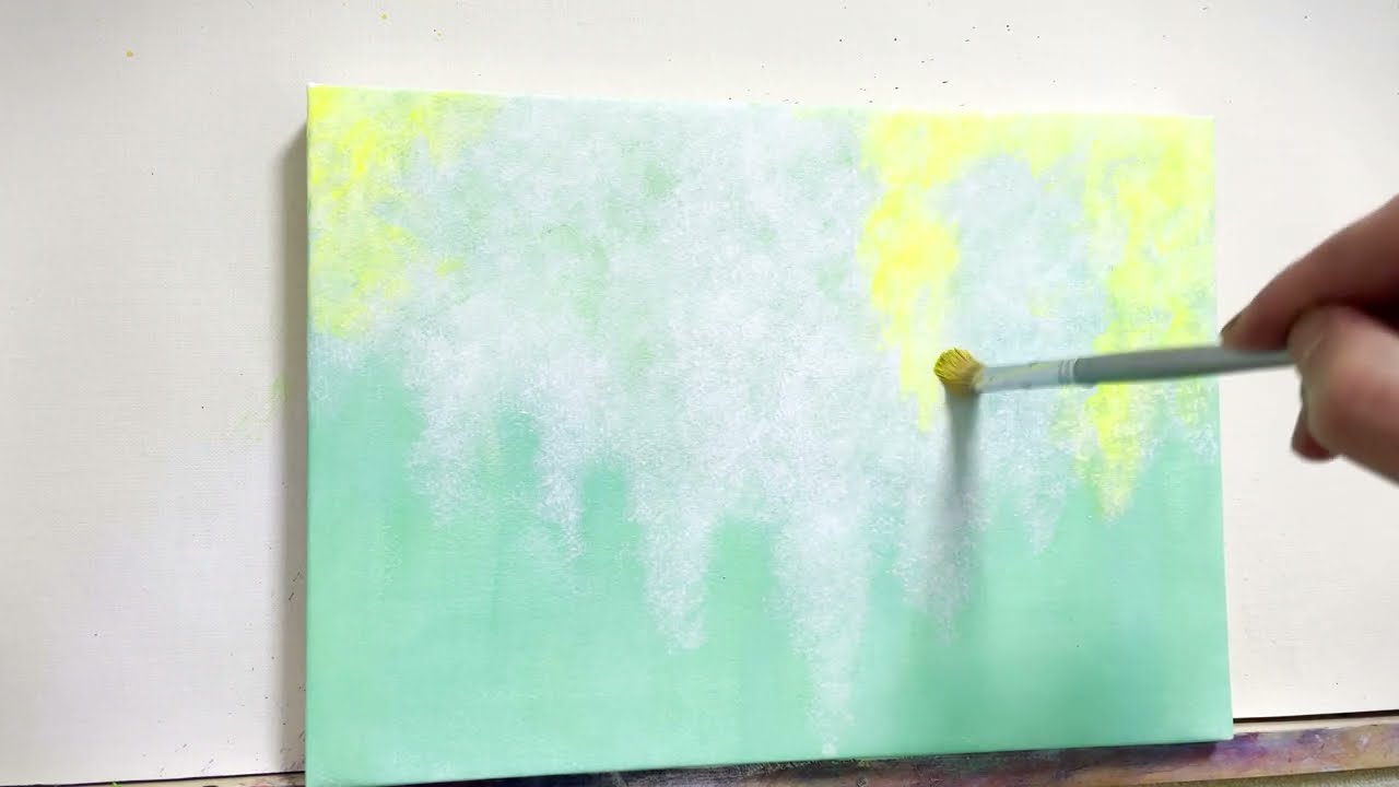 アクリル絵の具で描くミモザの花のアクリル画 - acrylic flower