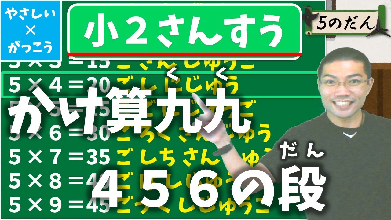 オンライン授業】小学校2年生算数：かけ算の九九を覚える！4の段、5