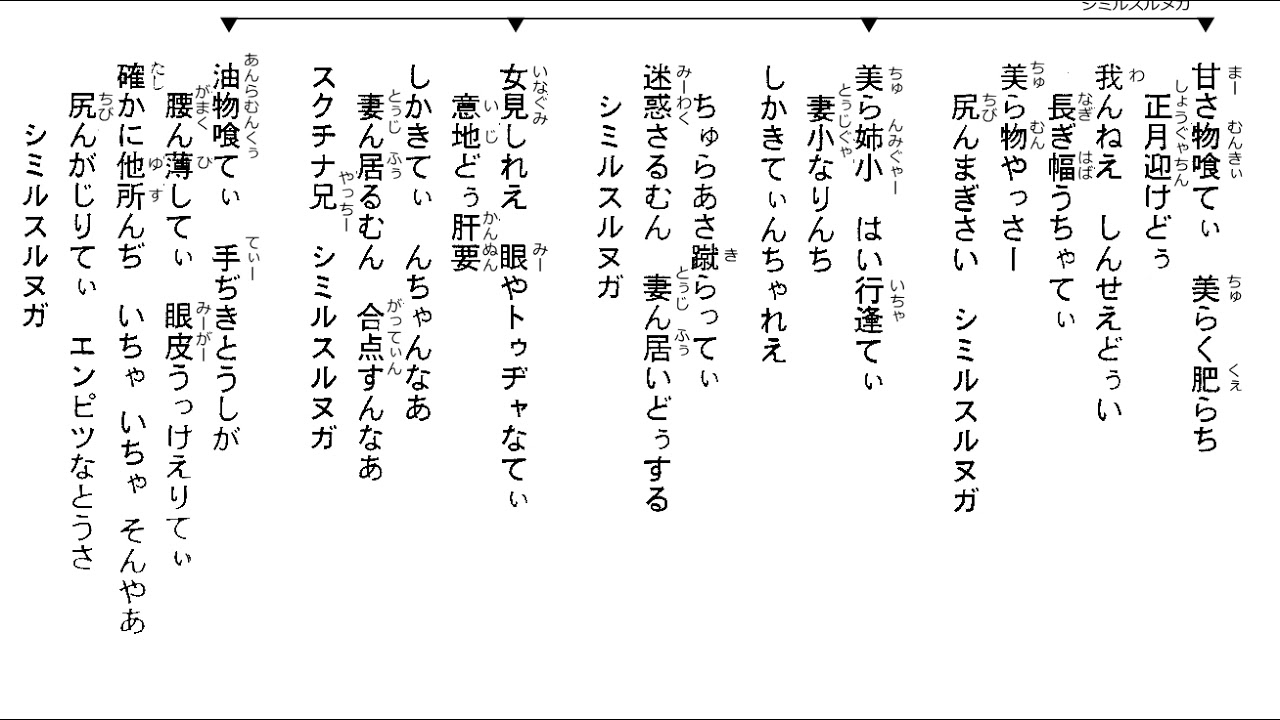 沖縄民謡歌詞 沖縄民謡動画 琉球民謡 シミルスルヌガ 喜納昌永 島唄