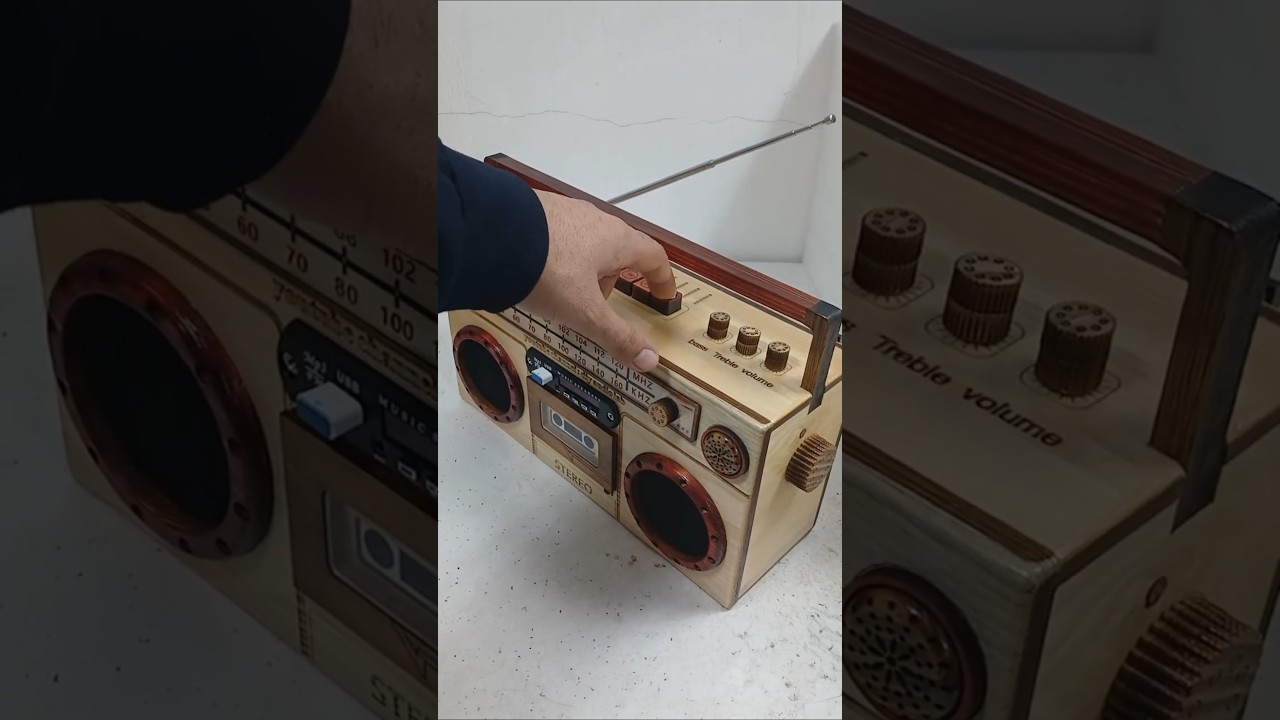 Handmade, powerful, wooden, nostalgic boom box #shorts #shortvideo