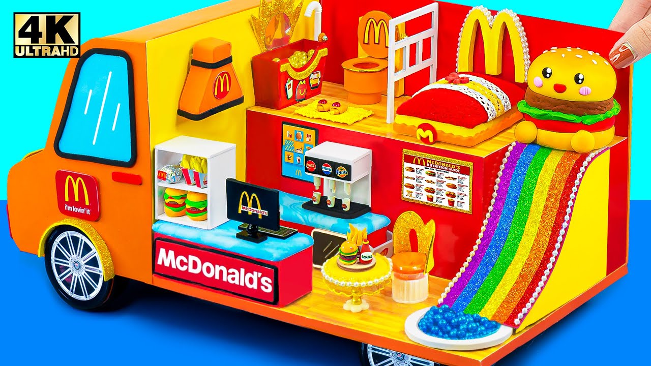 Building McDonalds Car House from Clay & Unboxing McDonald's Cash