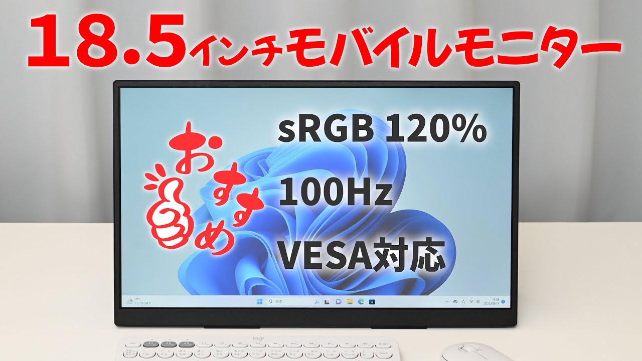 タイムセール中!InnoView 18.5インチ モバイルモニター 100Hz sRGB 120