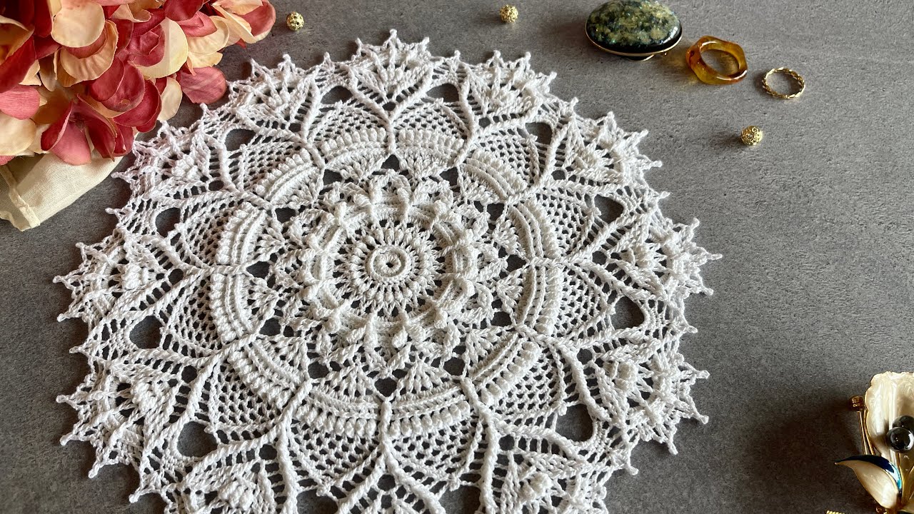 立体模様のドイリーの編み方 No.45【編み図付き】｜How to crochet