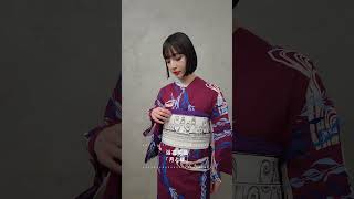 浴衣単品「 NaturalFurifu 月と柳 」(FREE ボルドー): ふりふ ｜ミマツ