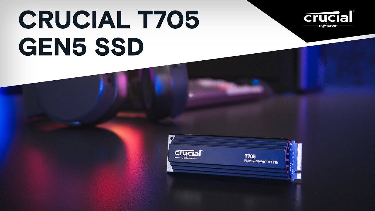 Crucial T705 1TB PCIe Gen5 NVMe M.2 SSD with heatsink