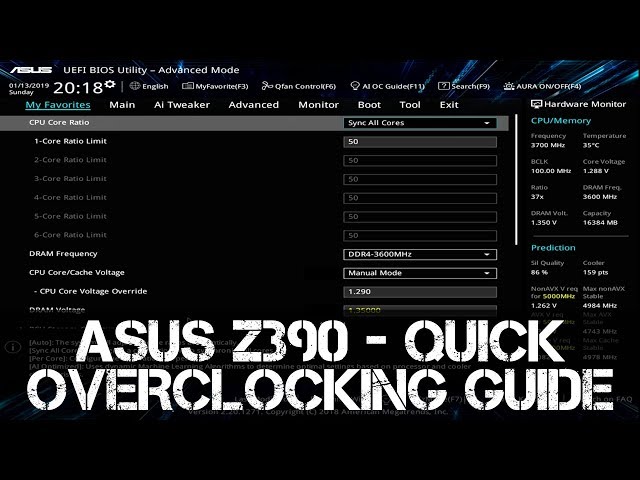 ASUS Z390 Quick Overclocking Guide | i7 - i9 | 8700K - 8086K