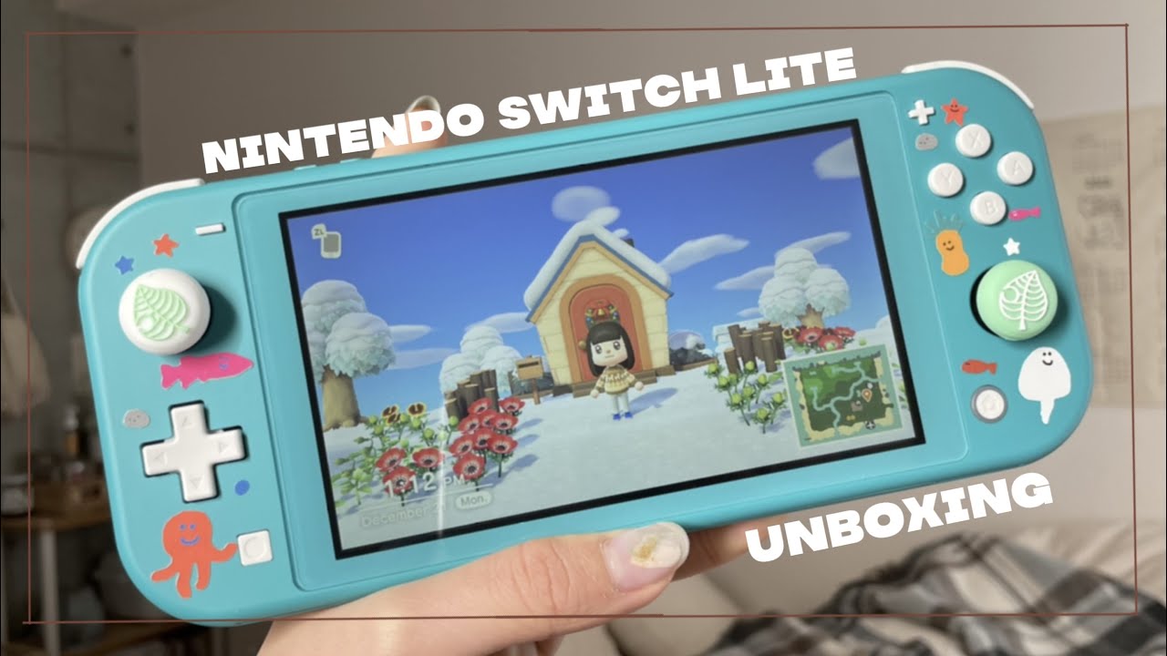 turquoise nintendo switch lite unboxing🐠あつ森始めました🌳 - YouTube