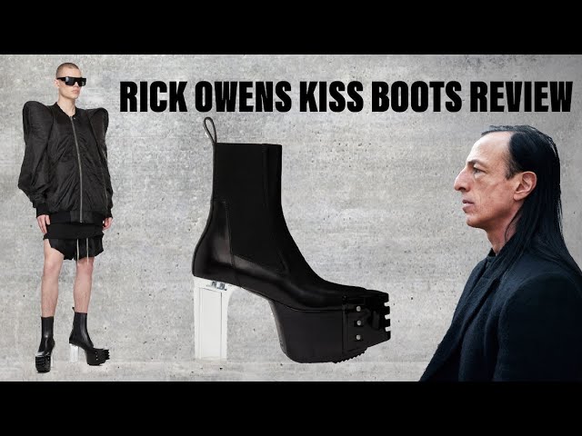 RICK OWENS KISS BOOTS WITH GRILL AND CLEAR HEEL | BLACK BEVELED