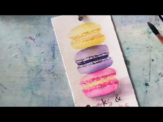 水彩でマカロンを描くには✨(縦長動画) - YouTube