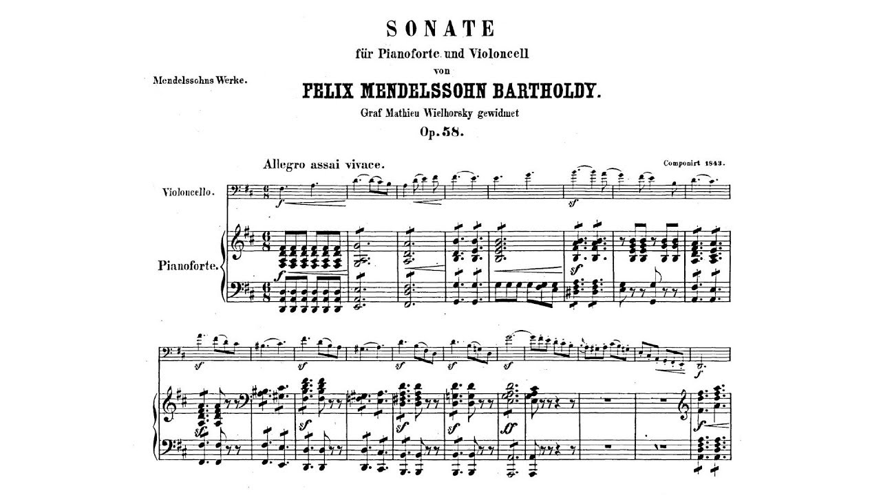Felix Mendelssohn - Sonata for Cello and Piano No. 2 [With score