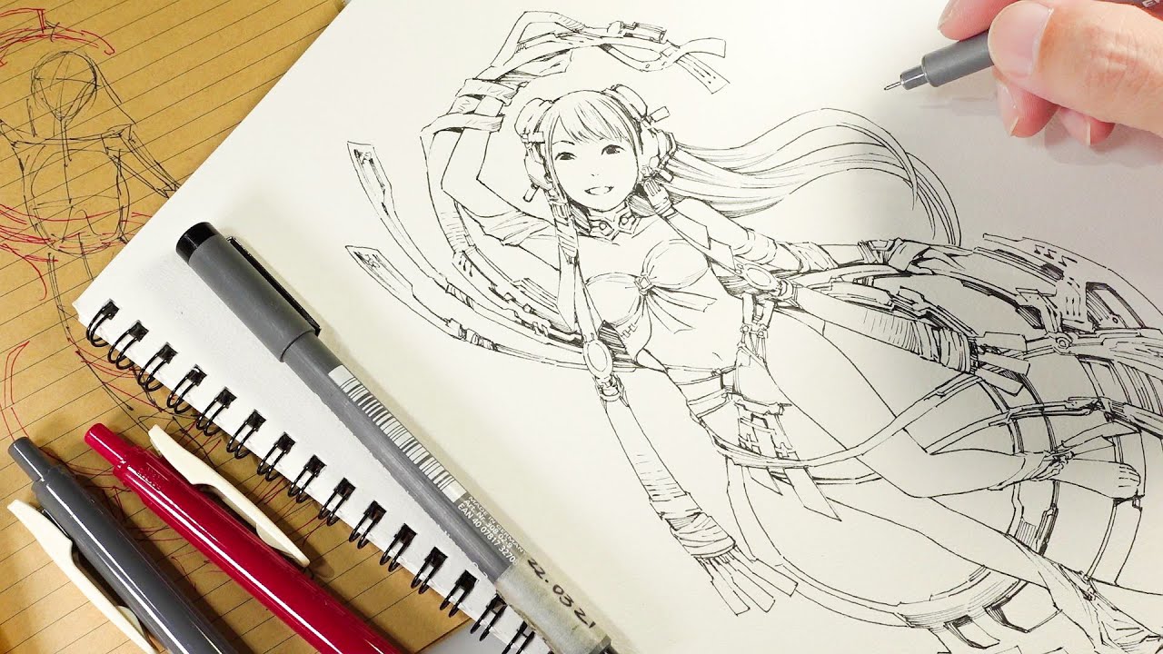 rough sketch : ラフからのスケッチブックDrawing - YouTube