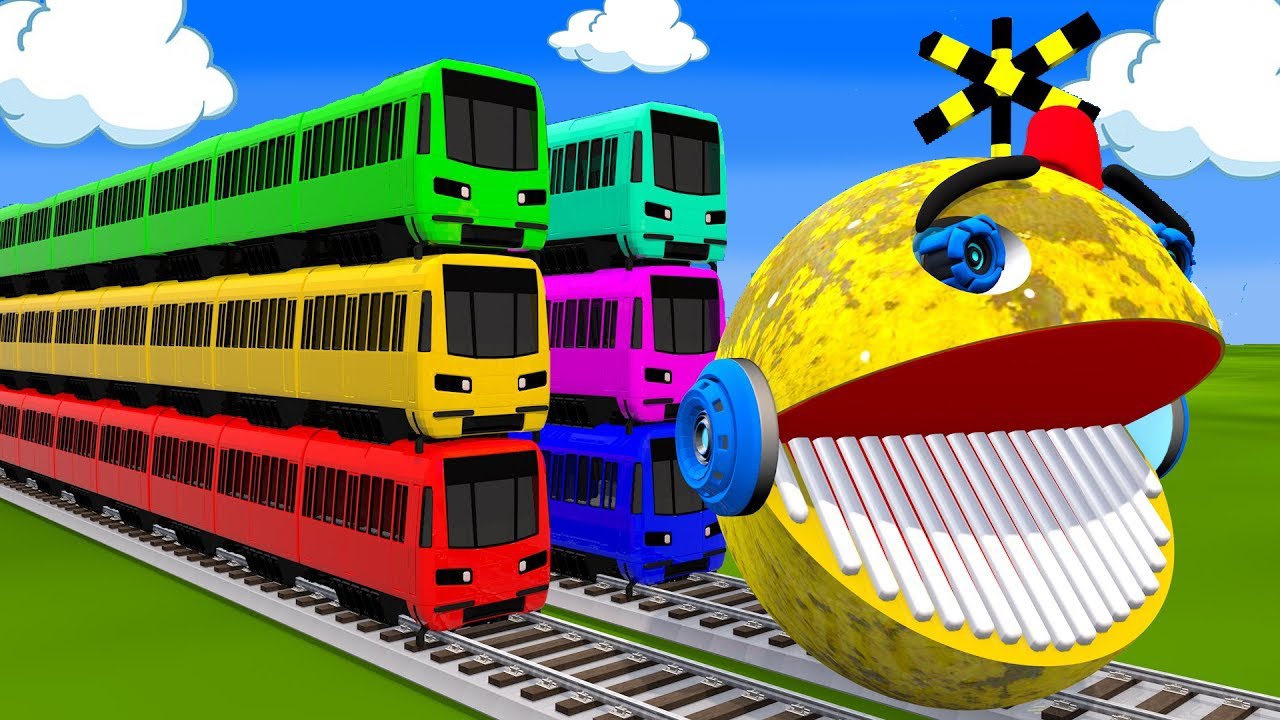 踏切アニメ】あぶない電車 Fun Vs MS PACMAN vs TRAIN Fumikiri