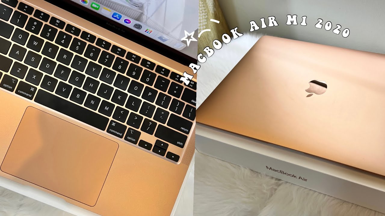 macbook air m1 gold unboxing in 2022 💻🍎 | unboxing & set-up