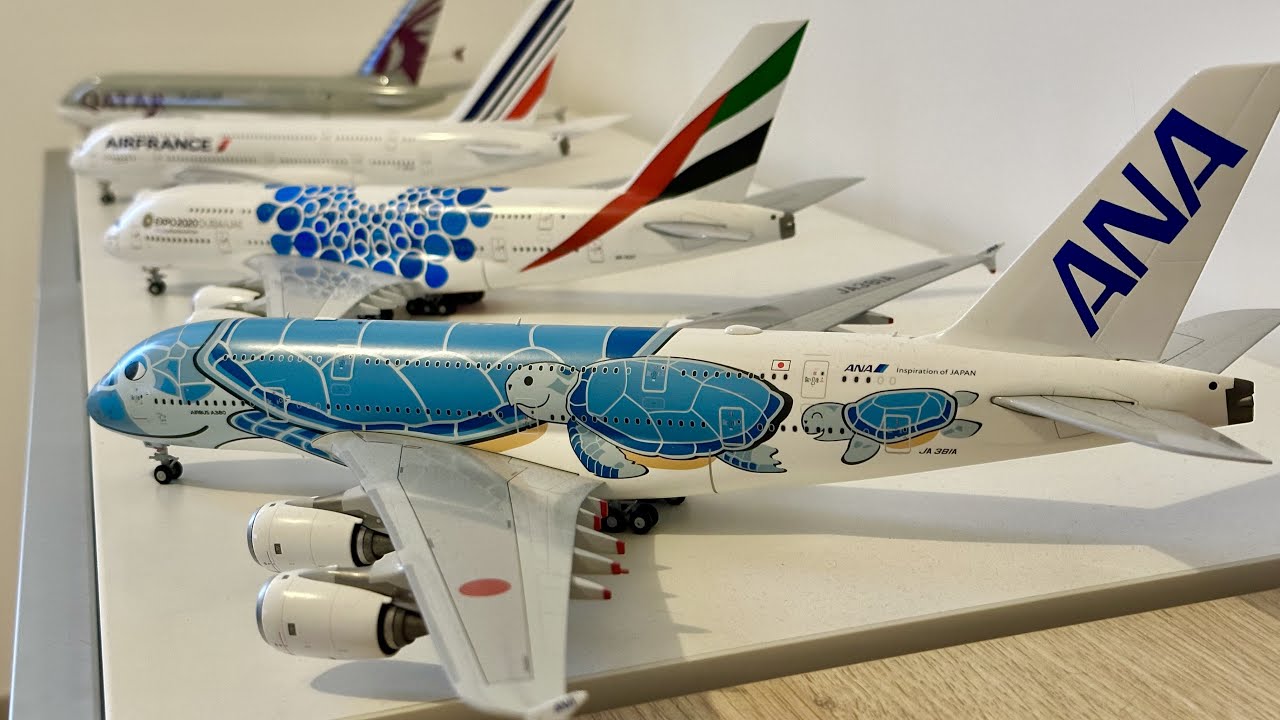 4K - ANA Airbus A380-800 Flying Honu livery Unboxing 1:200 Diecast