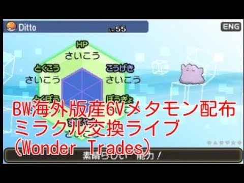 海外産！BW乱数産6V&めざ地メタモン配布！】ポケモンUSUM ミラクル交換