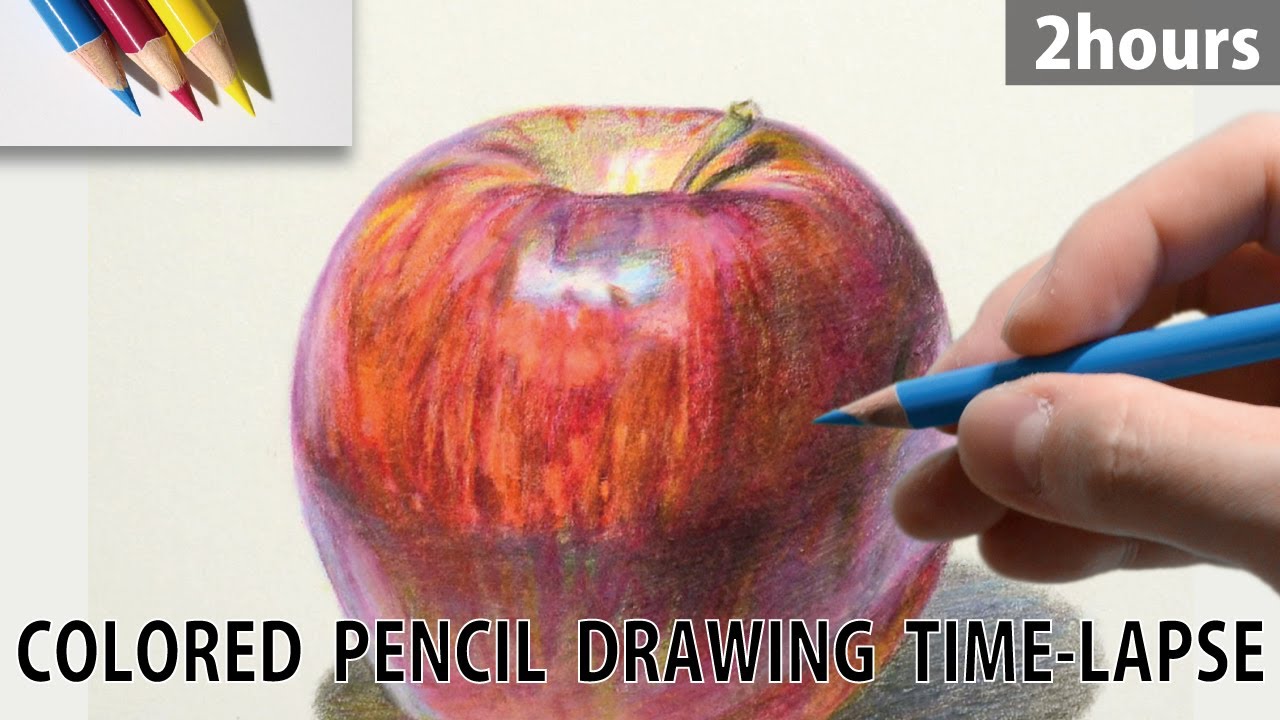 色鉛筆画]リアルなリンゴを三原色を使って描くメイキング | 描き方