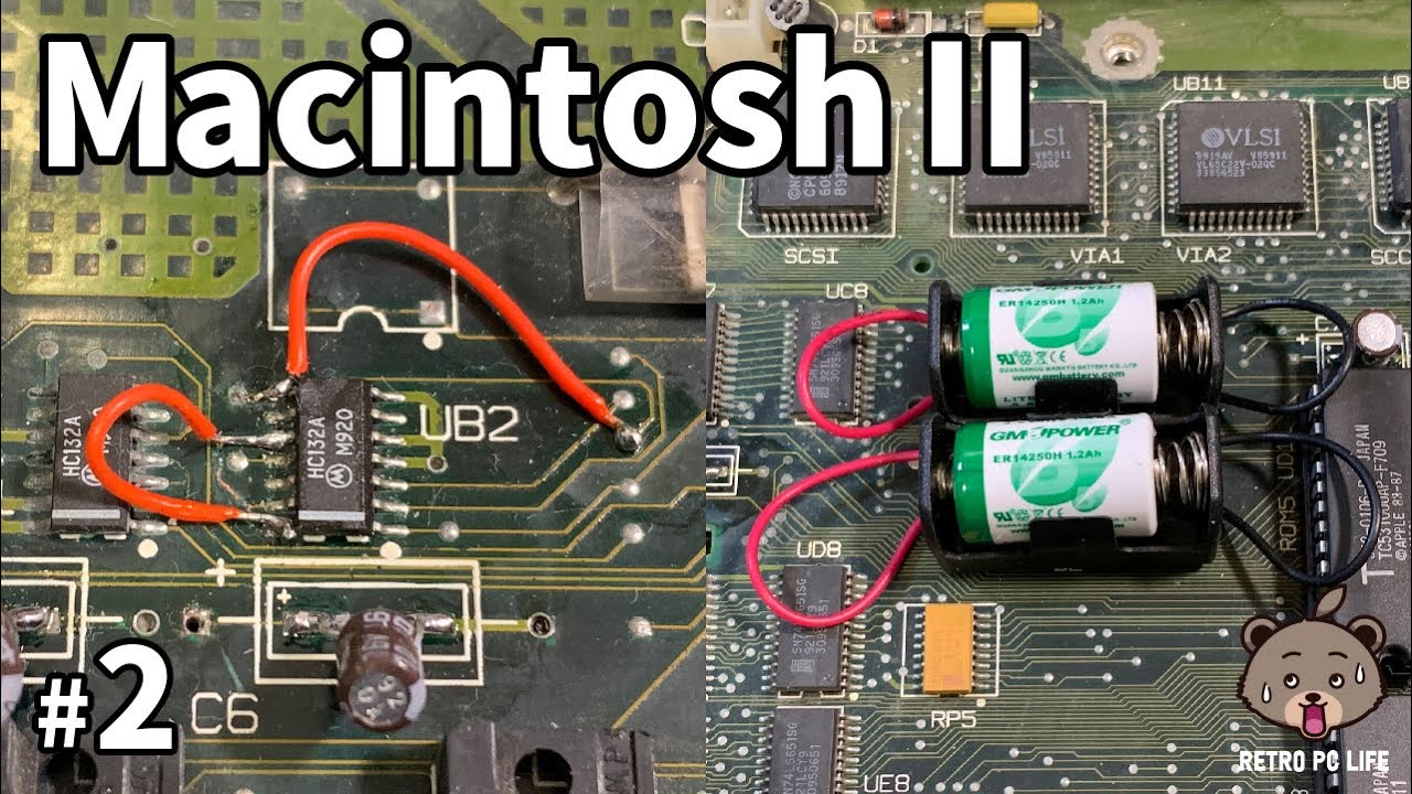 Macitnosh II #2】ロジックボードの断線修理、コンデンサ交換、内蔵