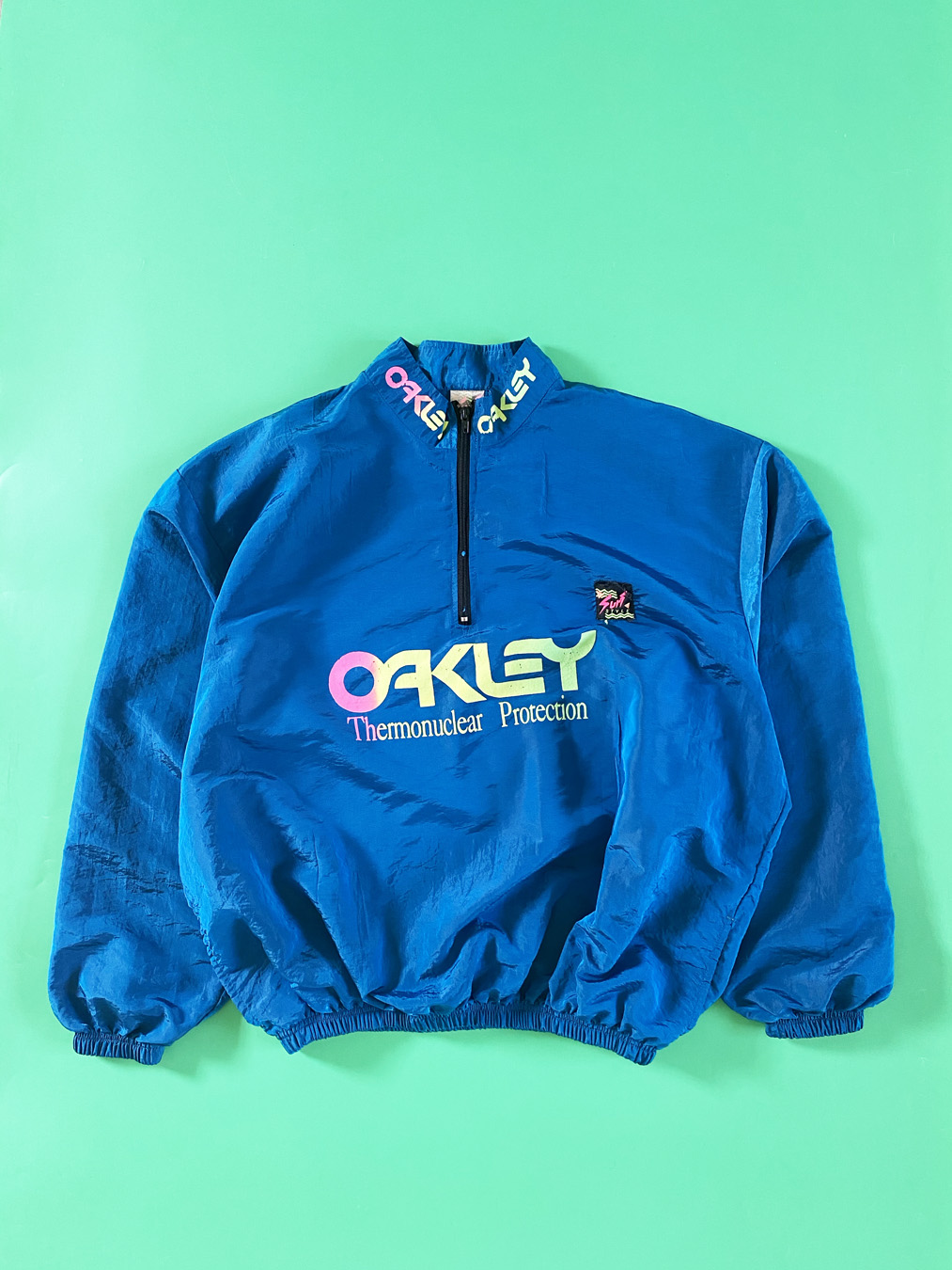 90s OAKLEY Sunglasses Surf Style Half Zip Windbreaker - 5 Star Vintage