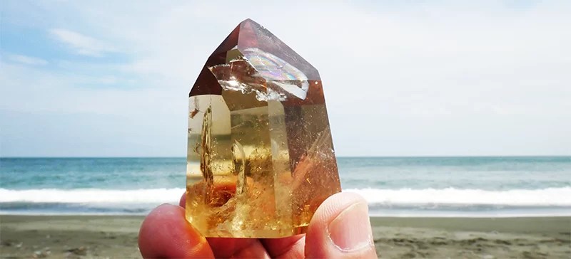 レインボー天然シトリン【1点物、送料無料、7.0cm x 5.5cm x 4.0cm