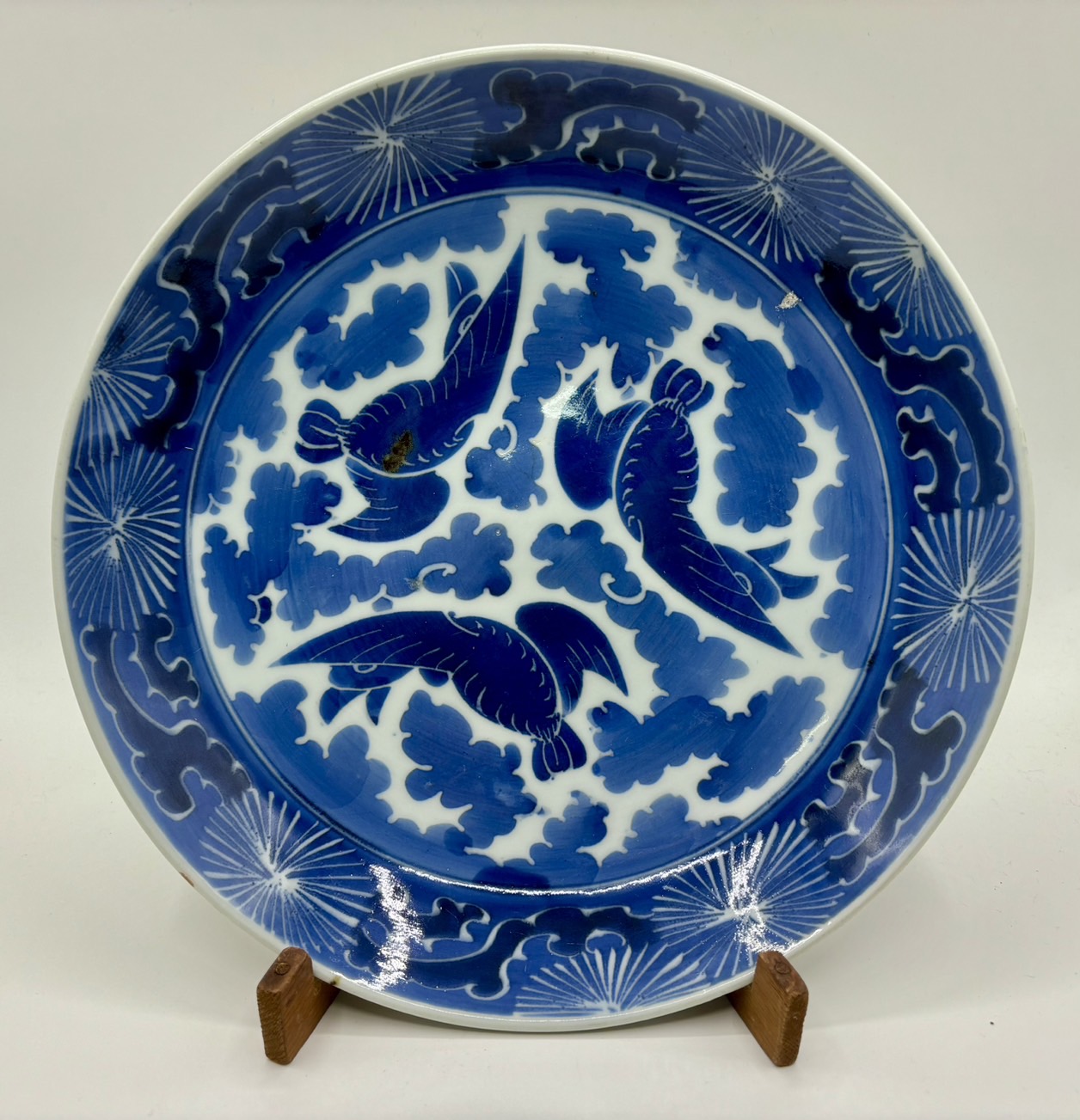 後期伊万里 志田窯大皿 染付三鳥文皿 - 古美術 美養