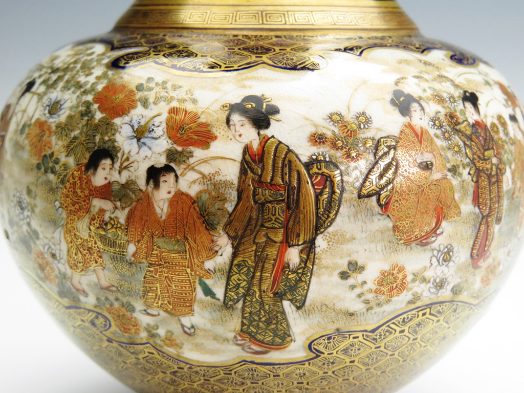 錦光山造 花瓶 骨董 花入 花器 陶器 時代物 貴重 錦光山造 花瓶 骨董