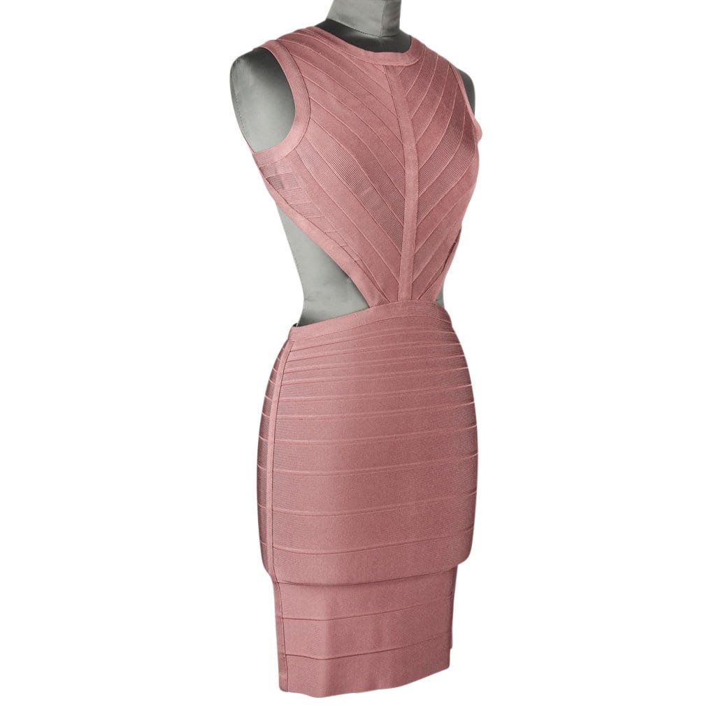 Herve Leger Dress Bandage Cutout Waist and Rear Dusty Pink XS nwt