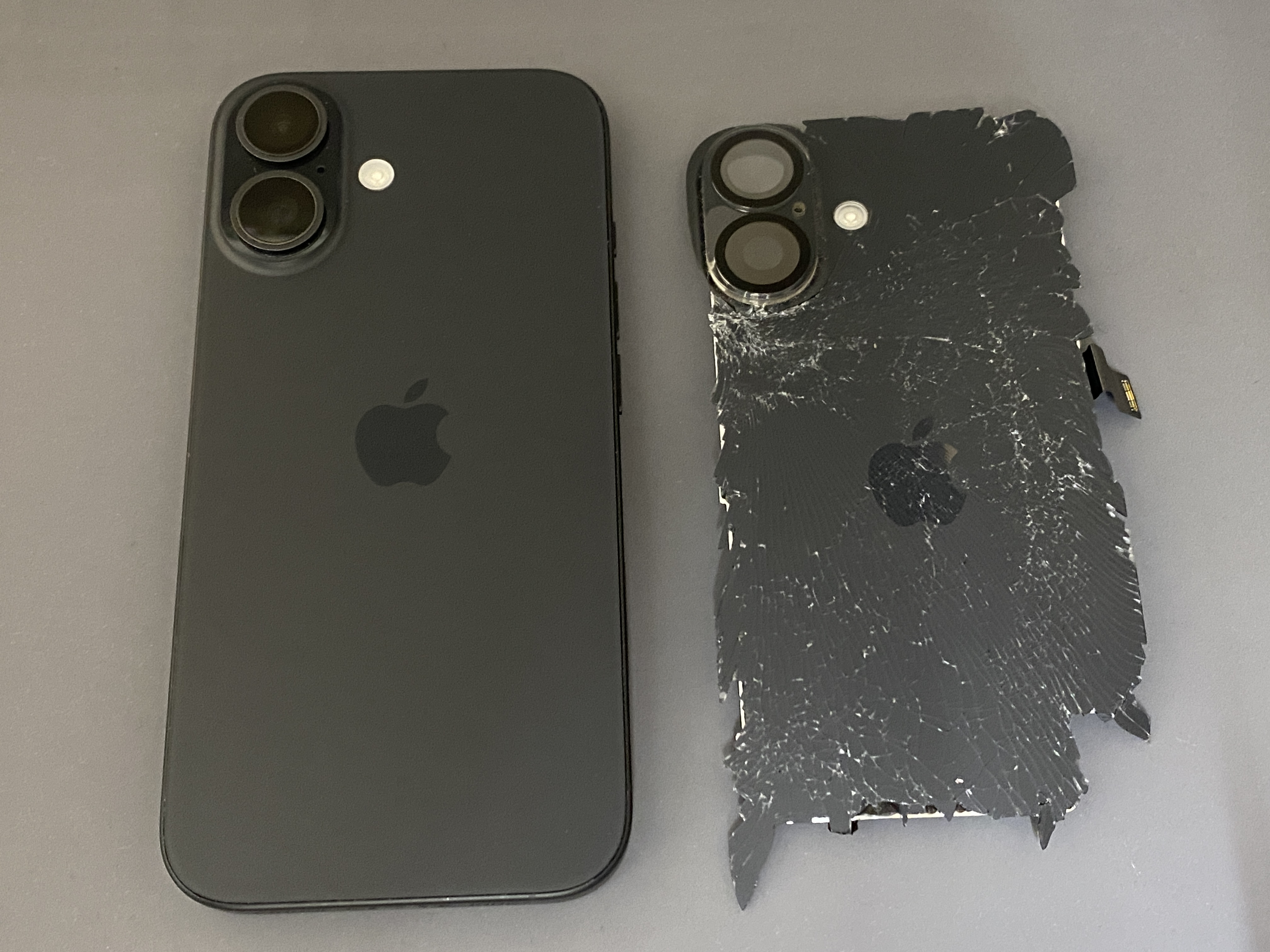 落として背面バキバキでも大丈夫！iPhone 16の背面ガラス、即日修理