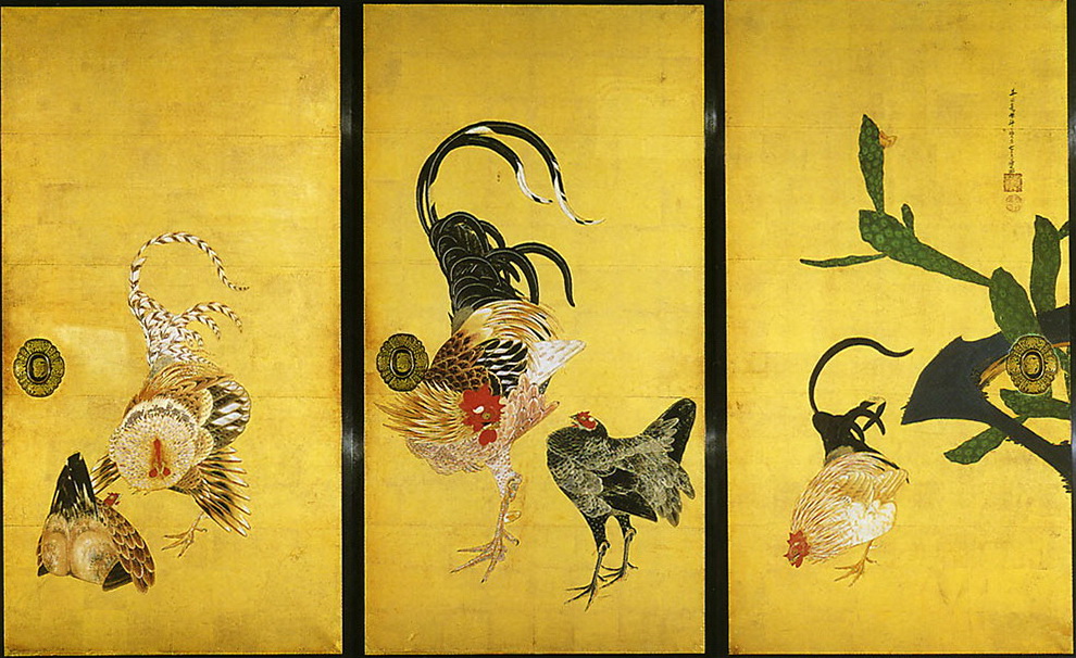 仙人掌群鶏図 Saboten Gunkei-zu(Cuctus and Fowls) | 伊藤若冲 Ito