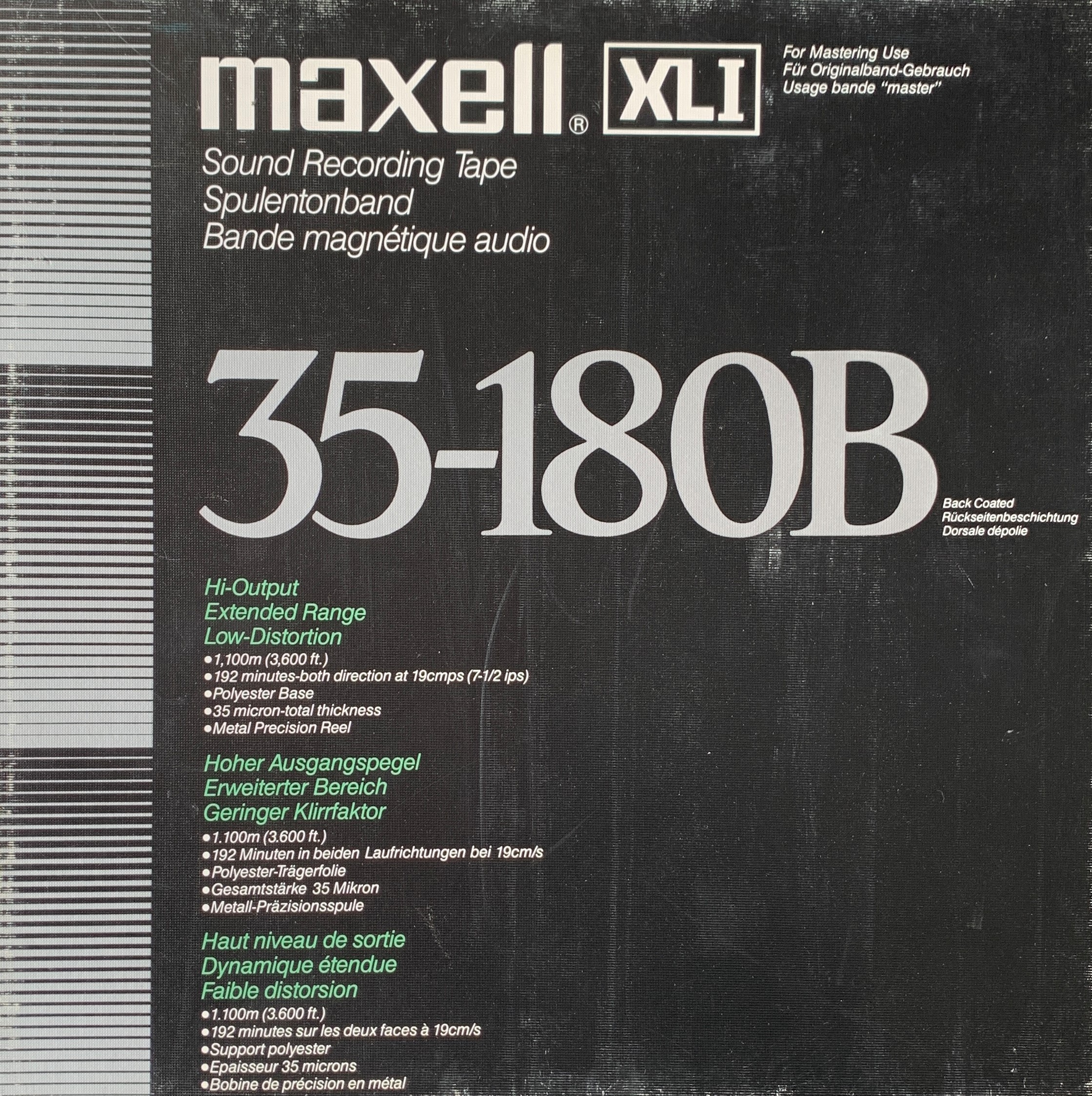 Maxell XL-1 Reel to Reel Recording Tape, LP, 10″ Reel, 3600 ft