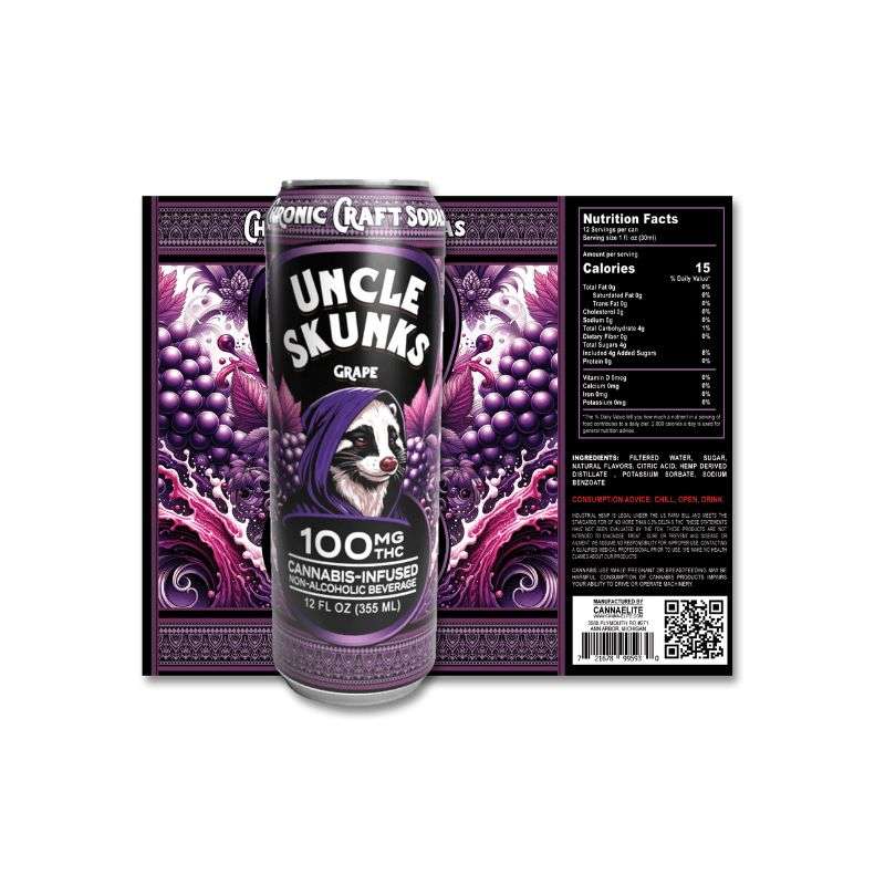 Uncle Skunk's 100mg Grape Soda - Premium Cannabis Store | THC, CBD