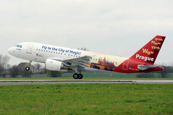 Czech Airlines puts its new Airbus A319 “Wow Prague” logo jet into