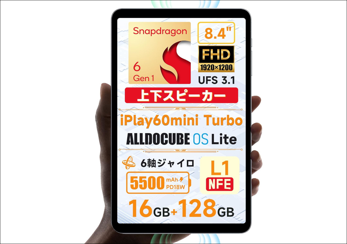 ALLDOCUBE iPlay 60 mini Turbo － Snapdragon 6 Gen 1搭載の8