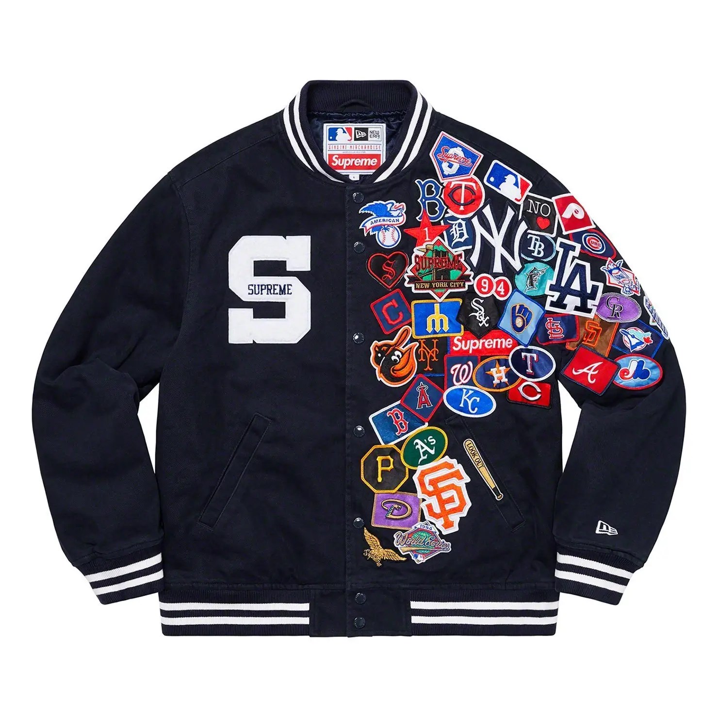 Supreme New Era MLB Black Varsity Jacket