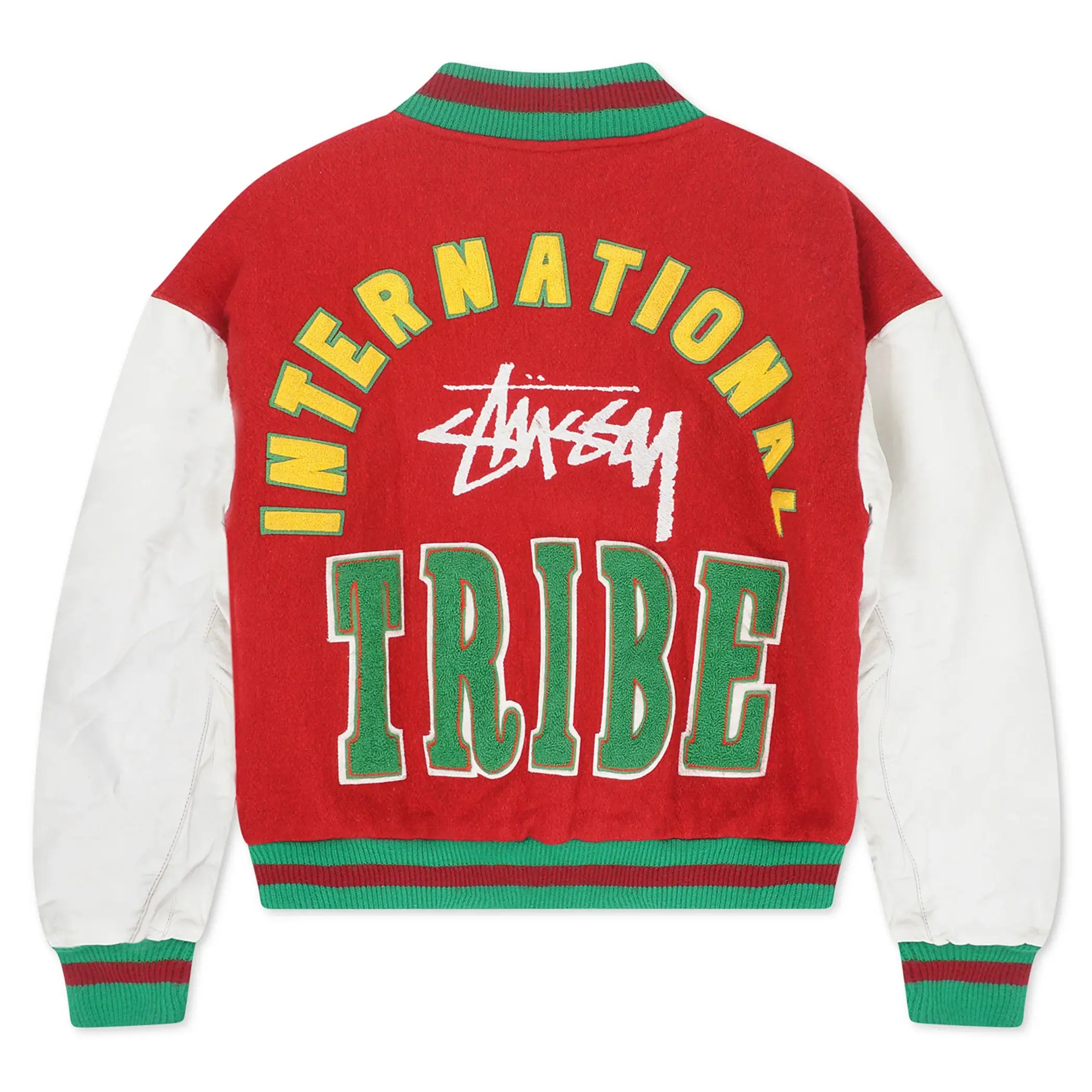 1990 Stussy International Tribe Wool & Leather Red Vintage Varsity