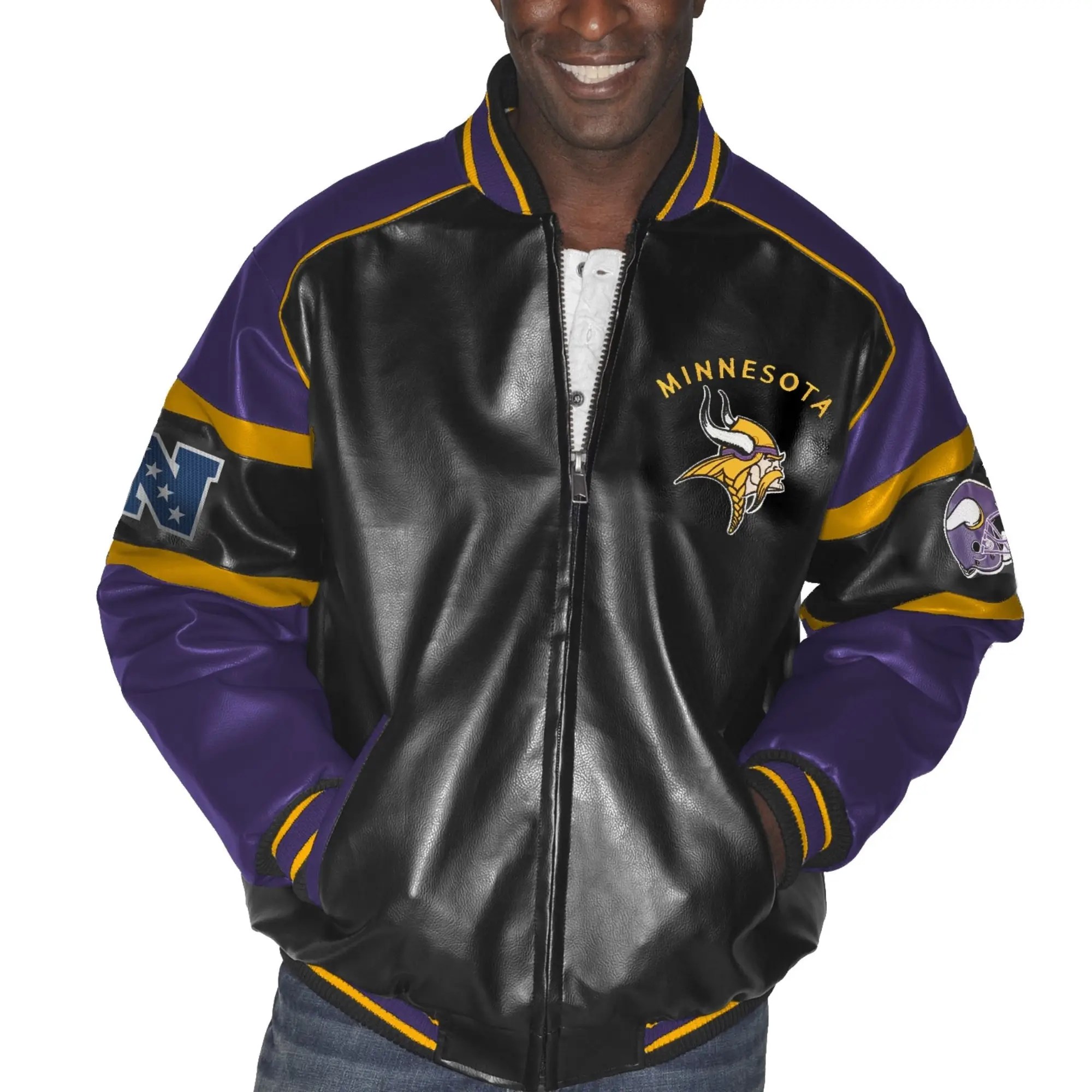 Minnesota Vikings Vintage G-III Leather Varsity Jacket