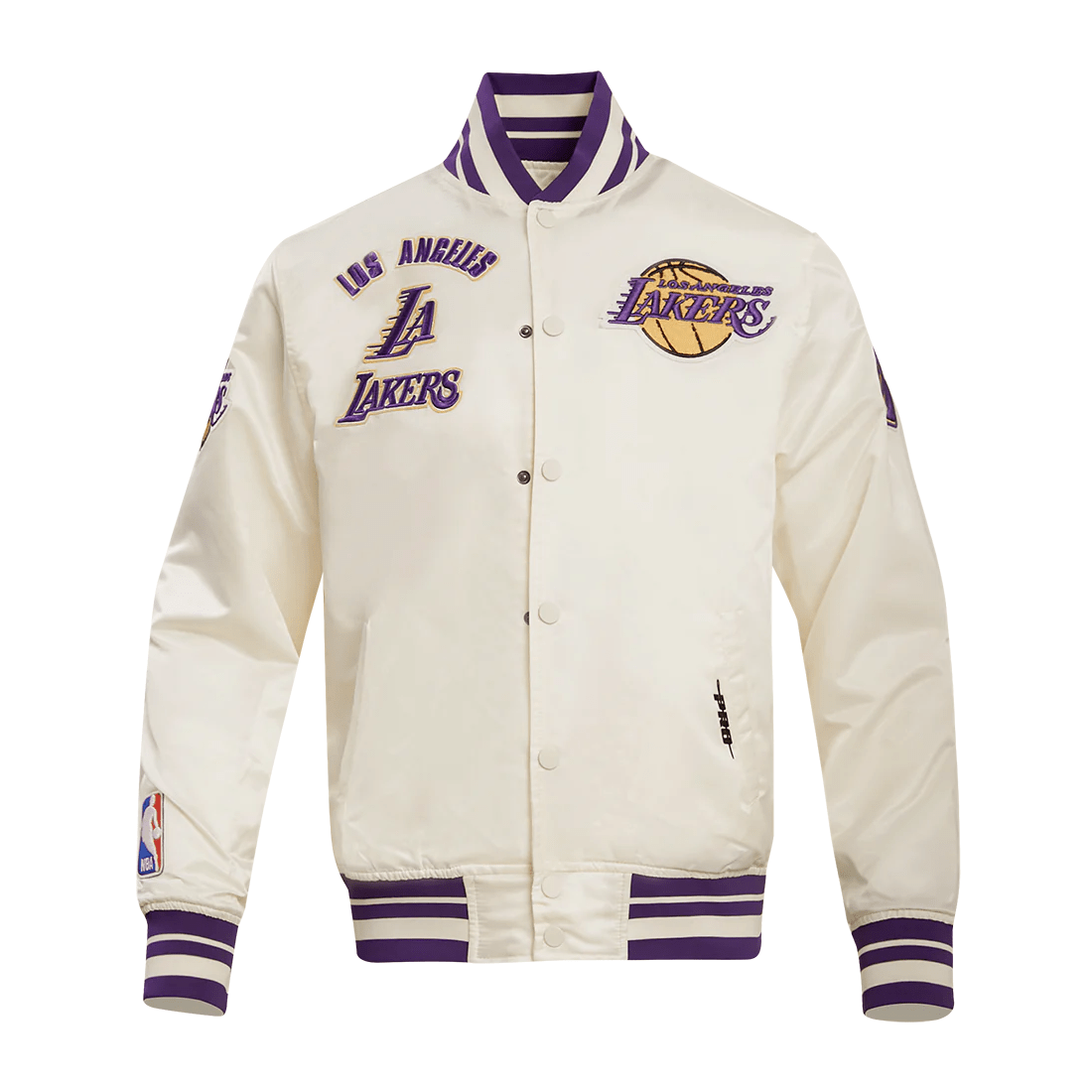 Los Angeles Lakers Retro Classic Full-Snap Satin Varsity Cream Jacket