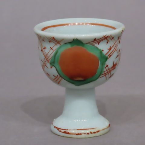 北大路魯山人 呉須赤絵赤玉馬上杯 KITAOJI ROSANJIN Sake cup with leg