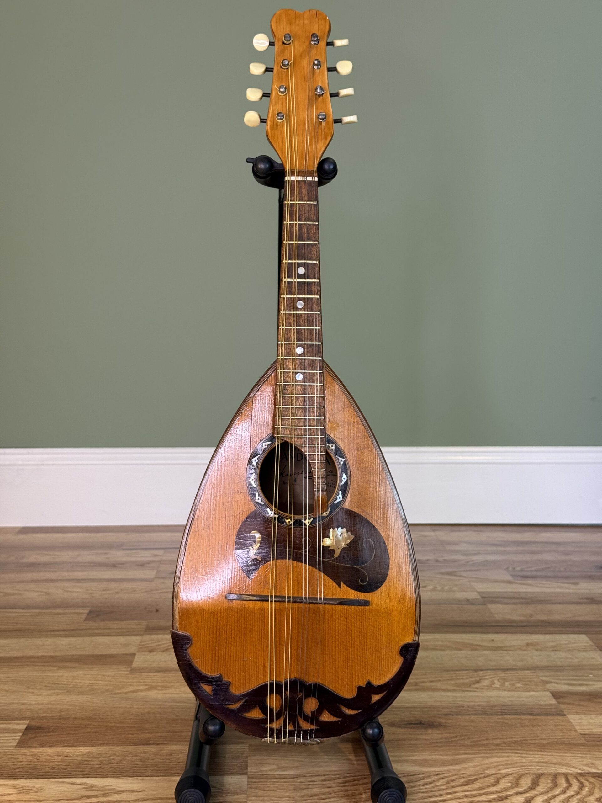 Vintage 1920s Kunishima Mandolin Made in Japan Inlaid Bowl Back