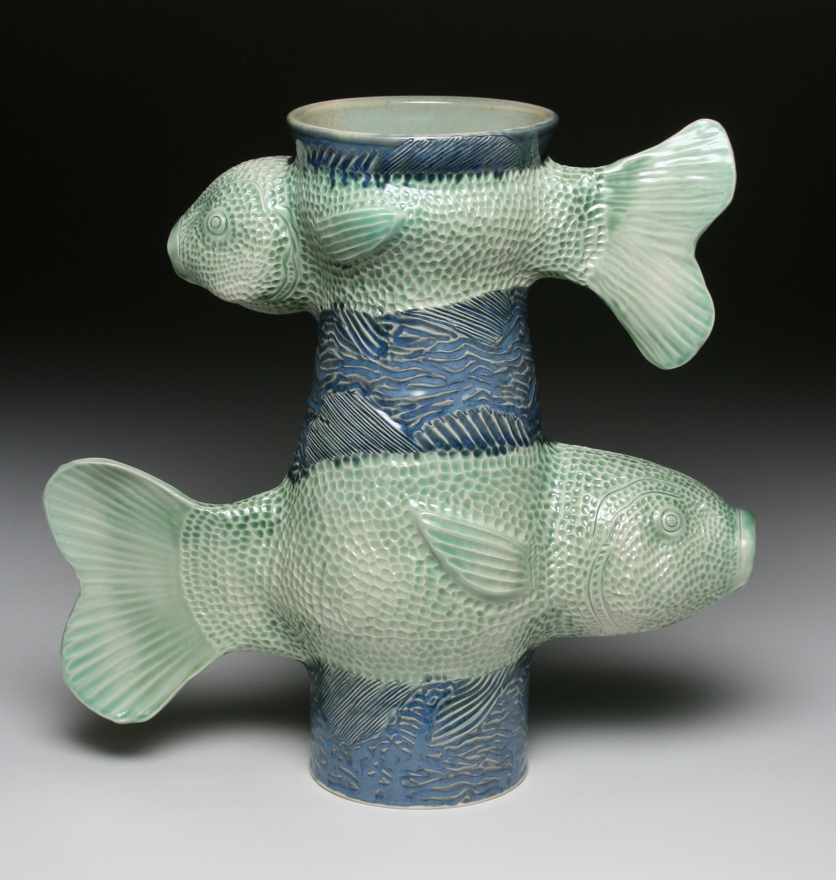 2 花瓶 Christofle クリストフル 2匹 魚 花瓶花器 置物 銀製品 【公式