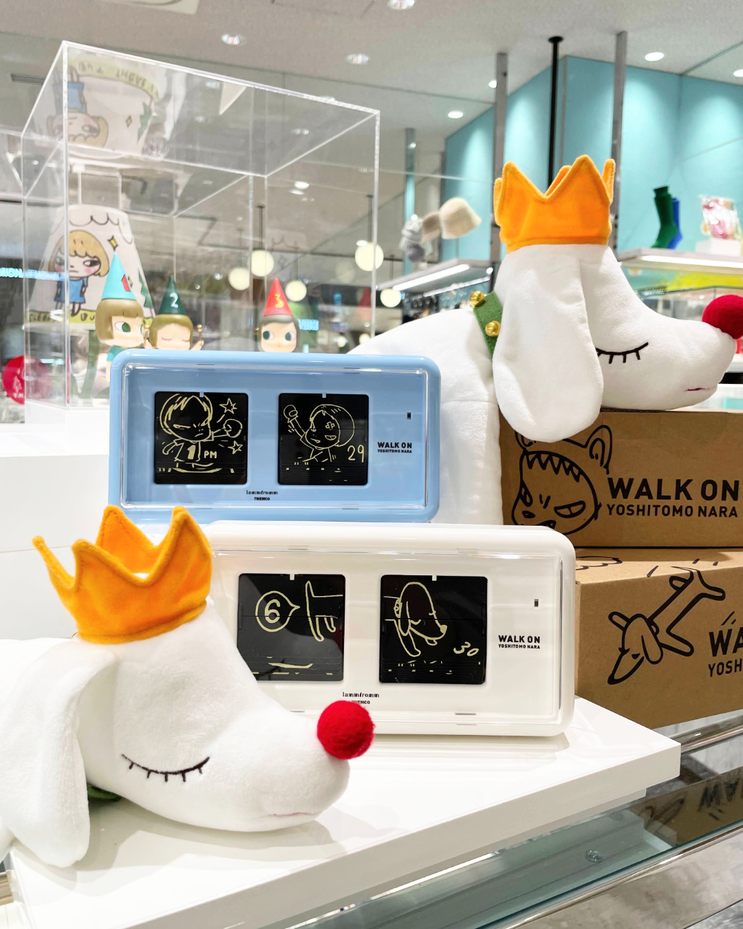 ラムフロム限定色】奈良美智 パタパタクロック WALK ON（ホワイト