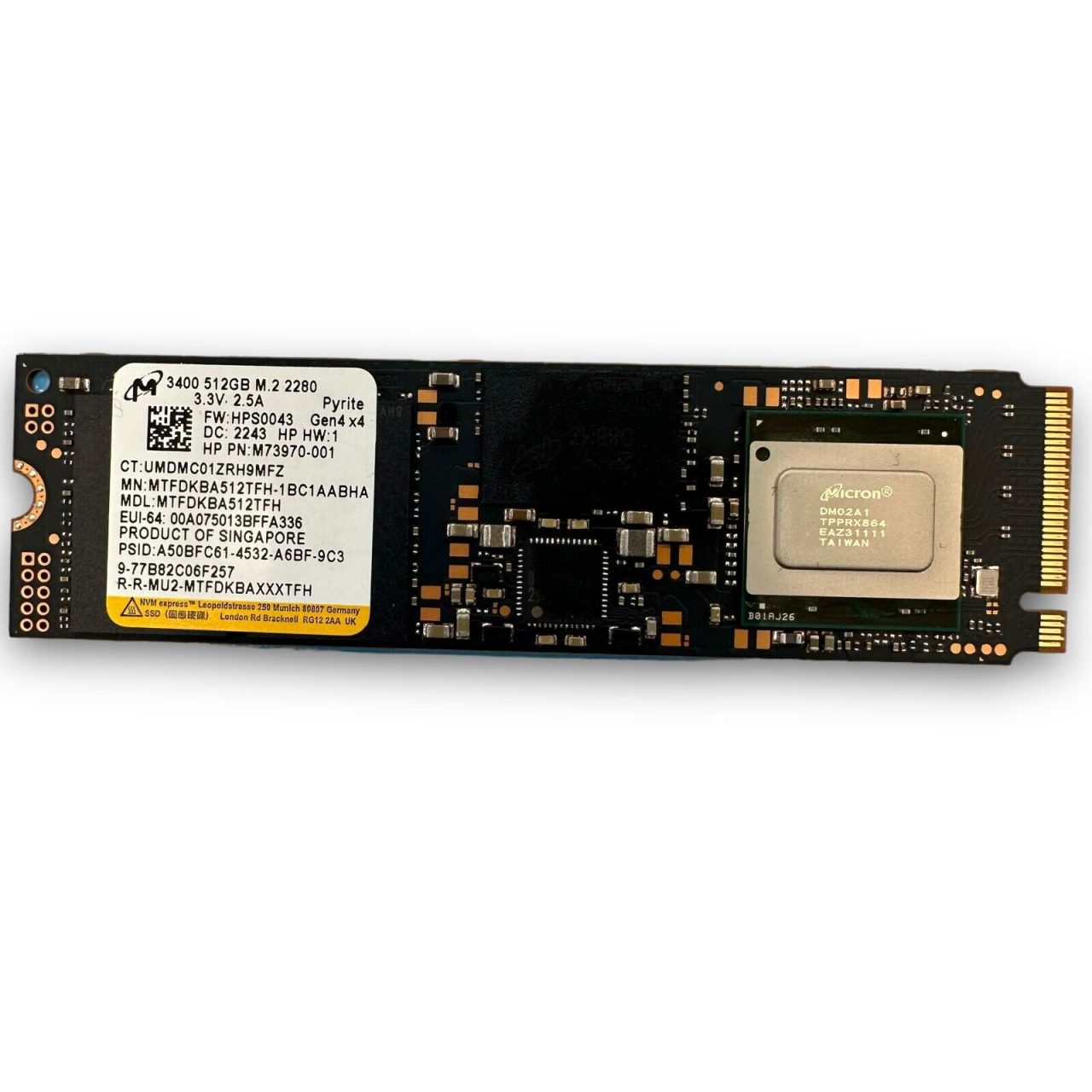 Micron 3400 512GB M.2 NVMe SSD, High-Speed Solid State Drive