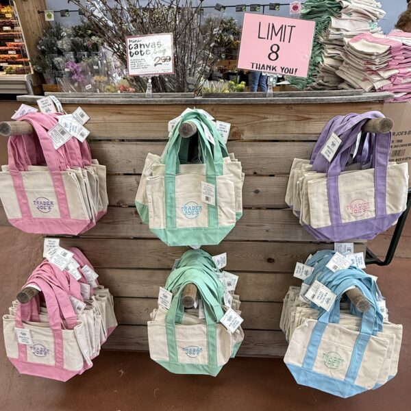 Trader Joe's Mini Pastel Canvas Tote Bags トレーダージョーズの