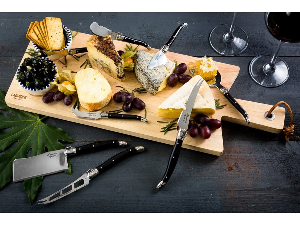 8 cheese knives Black with serving board Premium Line of Laguiole