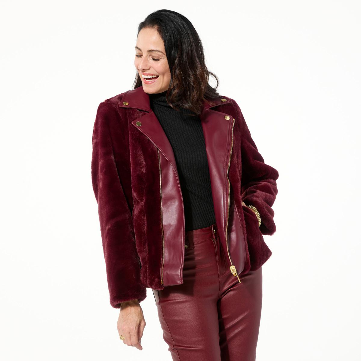 IMAN Global Chic Reversible Faux Fur to Faux Leather Jacket | HSN