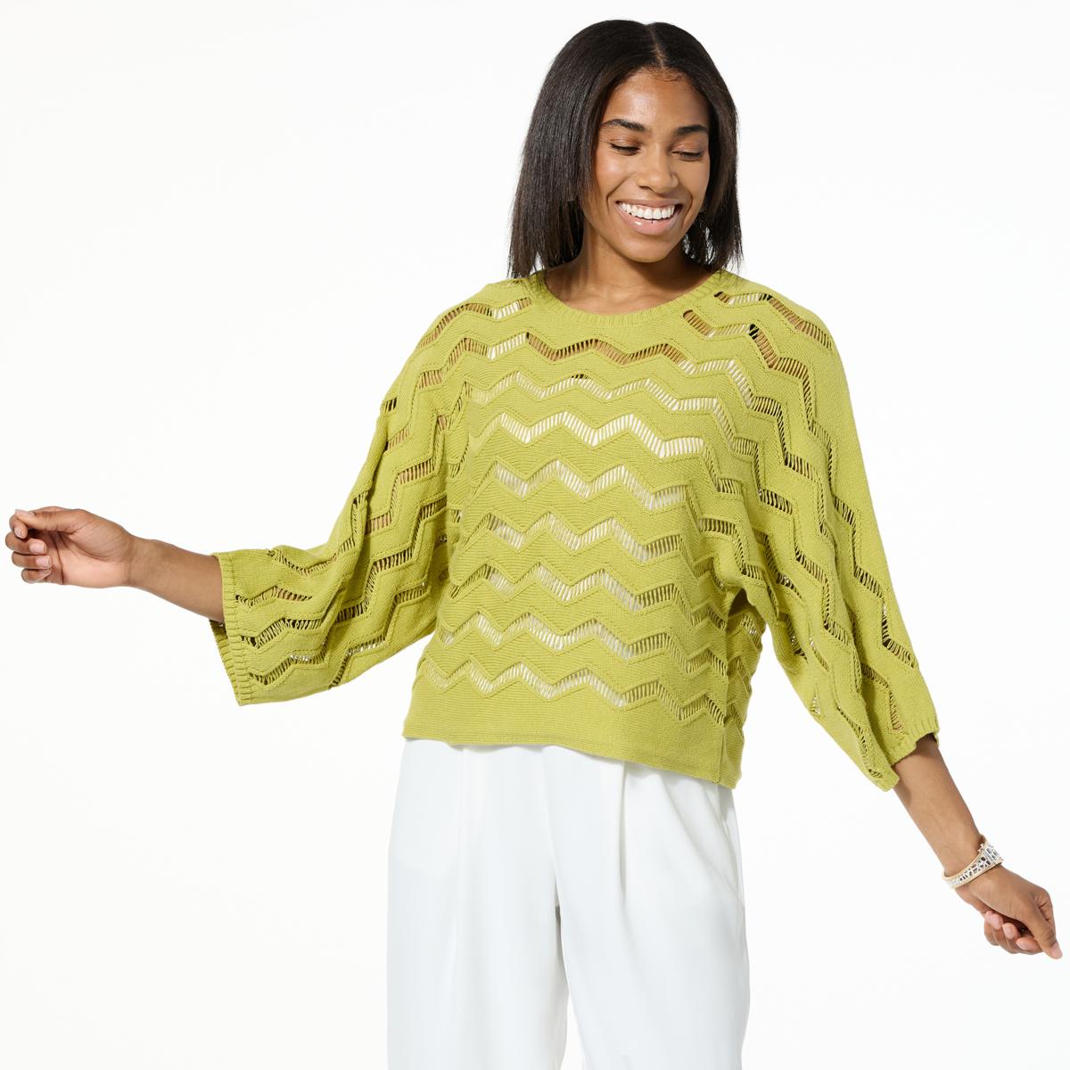 WynneLayers Chevron Open-Stitch Sweater | HSN