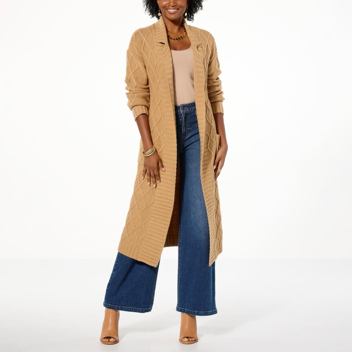 G by Giuliana Black Label Cable Knit Belted Cardigan | HSN