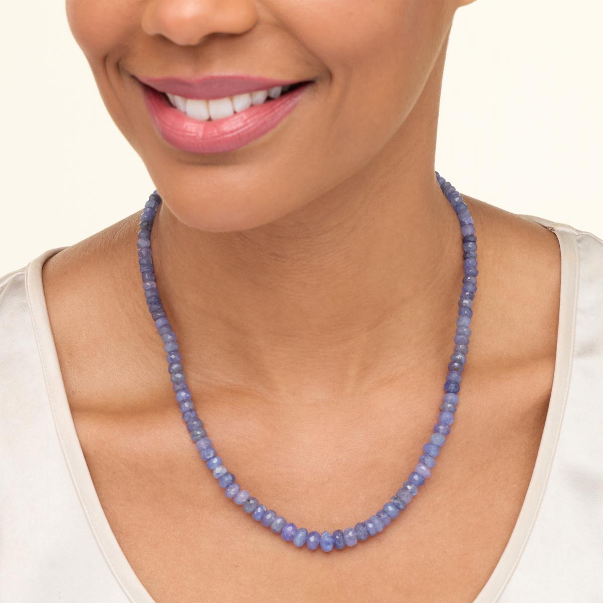 Jay King Sterling Silver Faceted Tanzanite Bead Necklace | HSN