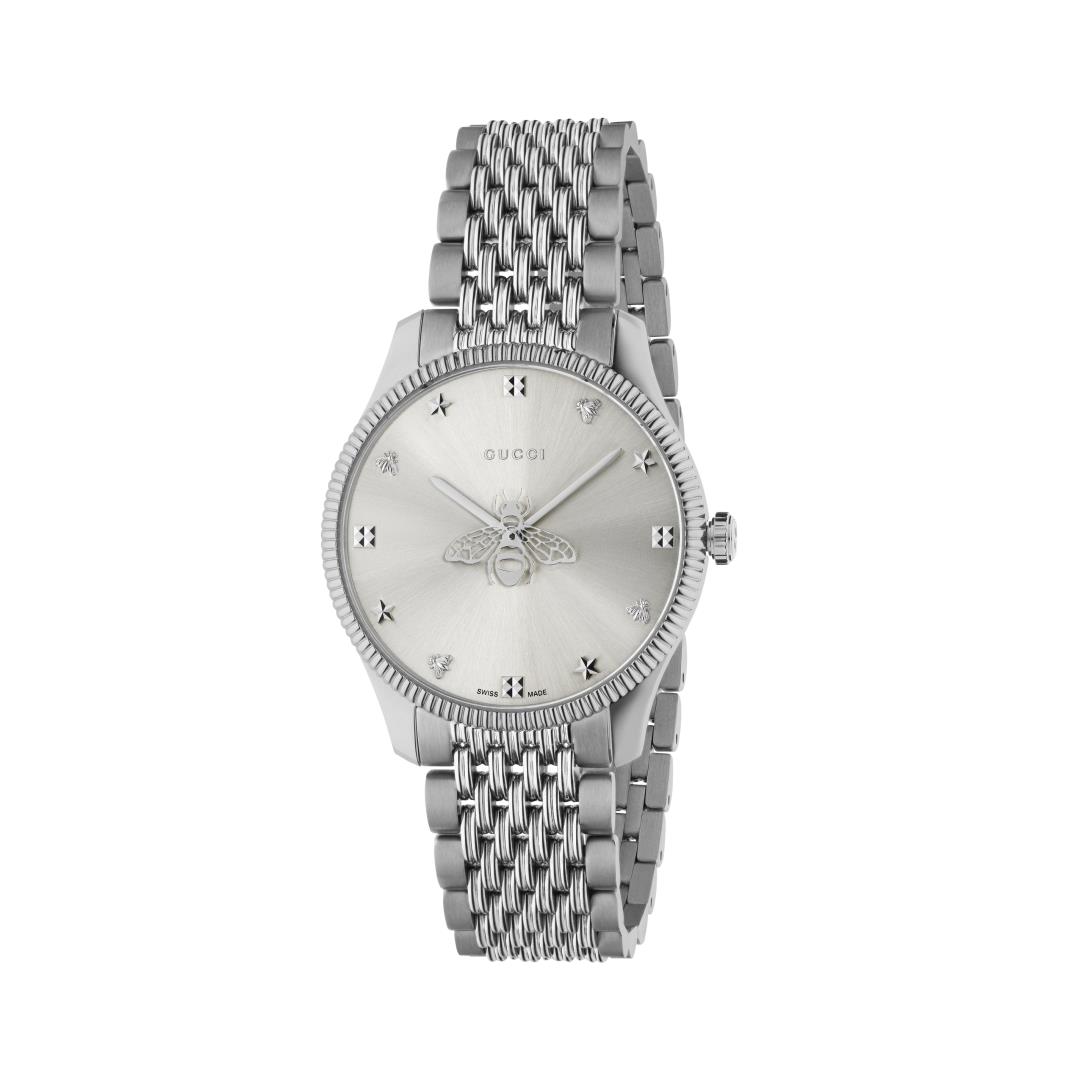 Gucci G-Timeless Slim 36mm Steel Silver Bee Watch – Bailey's Fine