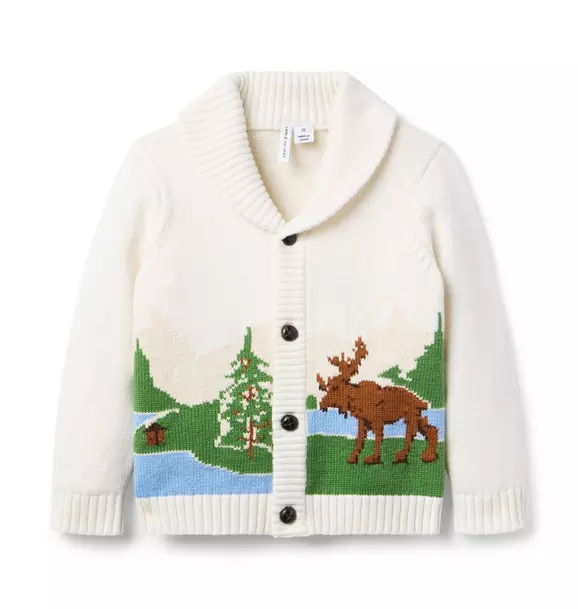 Boy Nutmeg Cream The Moose Cardigan by Janie and Jack